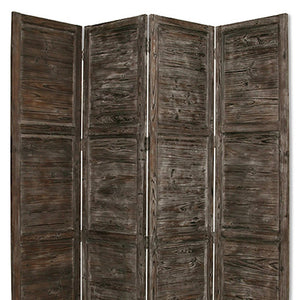 84" Black Wood Folding Four Panel Screen Room Divider