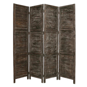 84" Black Wood Folding Four Panel Screen Room Divider