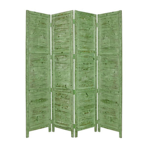 84" Black Wood Folding Four Panel Screen Room Divider