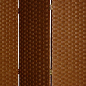 72" Dark Brown Folding Three Panel Screen Room Divider