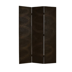 72" Black Canvas Folding Three Panel Screen Room Divider