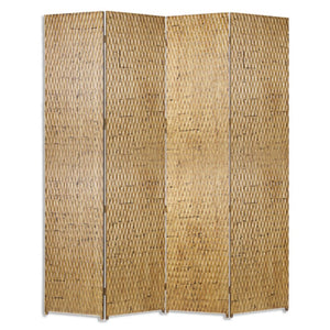 84" Silver Wood Folding Four Panel Screen Room Divider