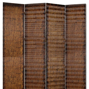 84" Brown Wood Folding Four Panel Screen Room Divider
