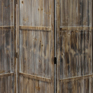 72" Brown Wood Folding Three Panel Screen Room Divider