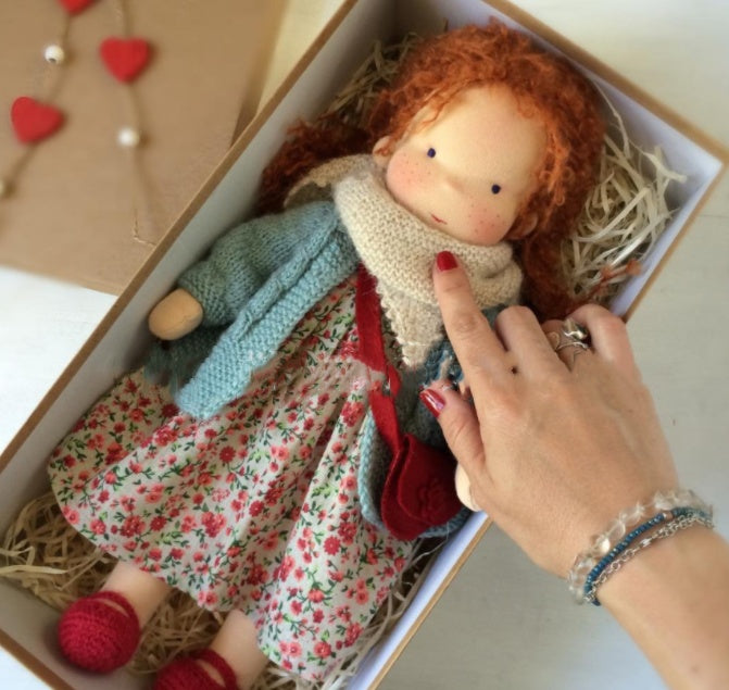 Handmade Plush Doll Golden Curly Girl Finished Product