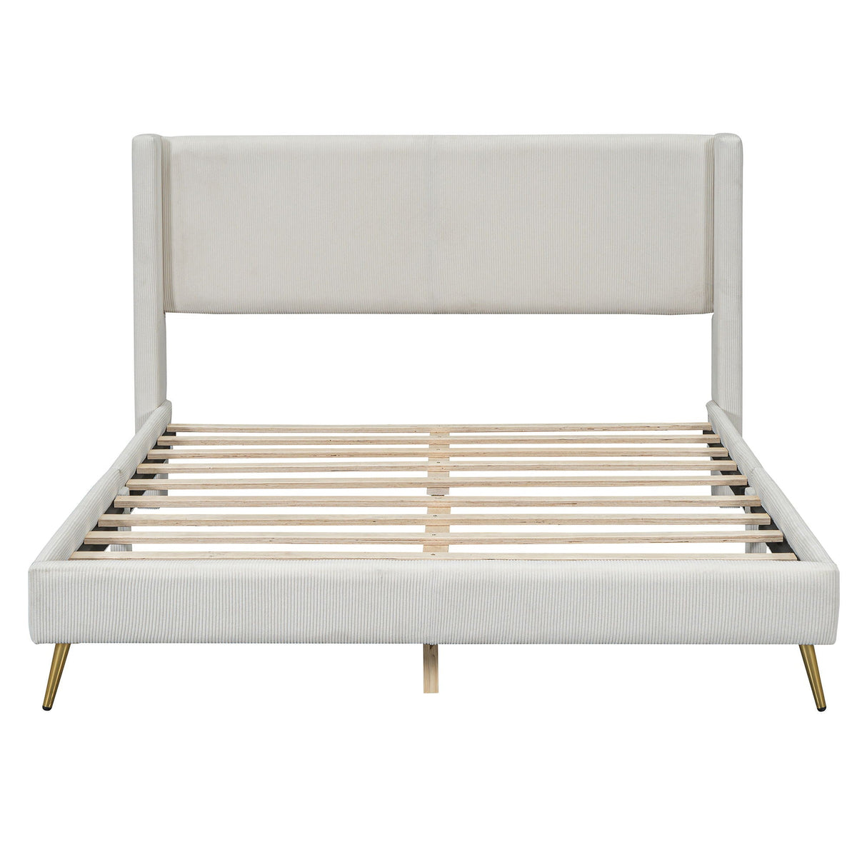 Platform Contemporary Bed With Legs And Upholstered Headboard by Couch.com