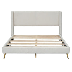 Platform Contemporary Bed With Legs And Upholstered Headboard by Couch.com