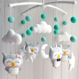 Newborn Owl Hand-Made Fabric Crib Rattle Toy