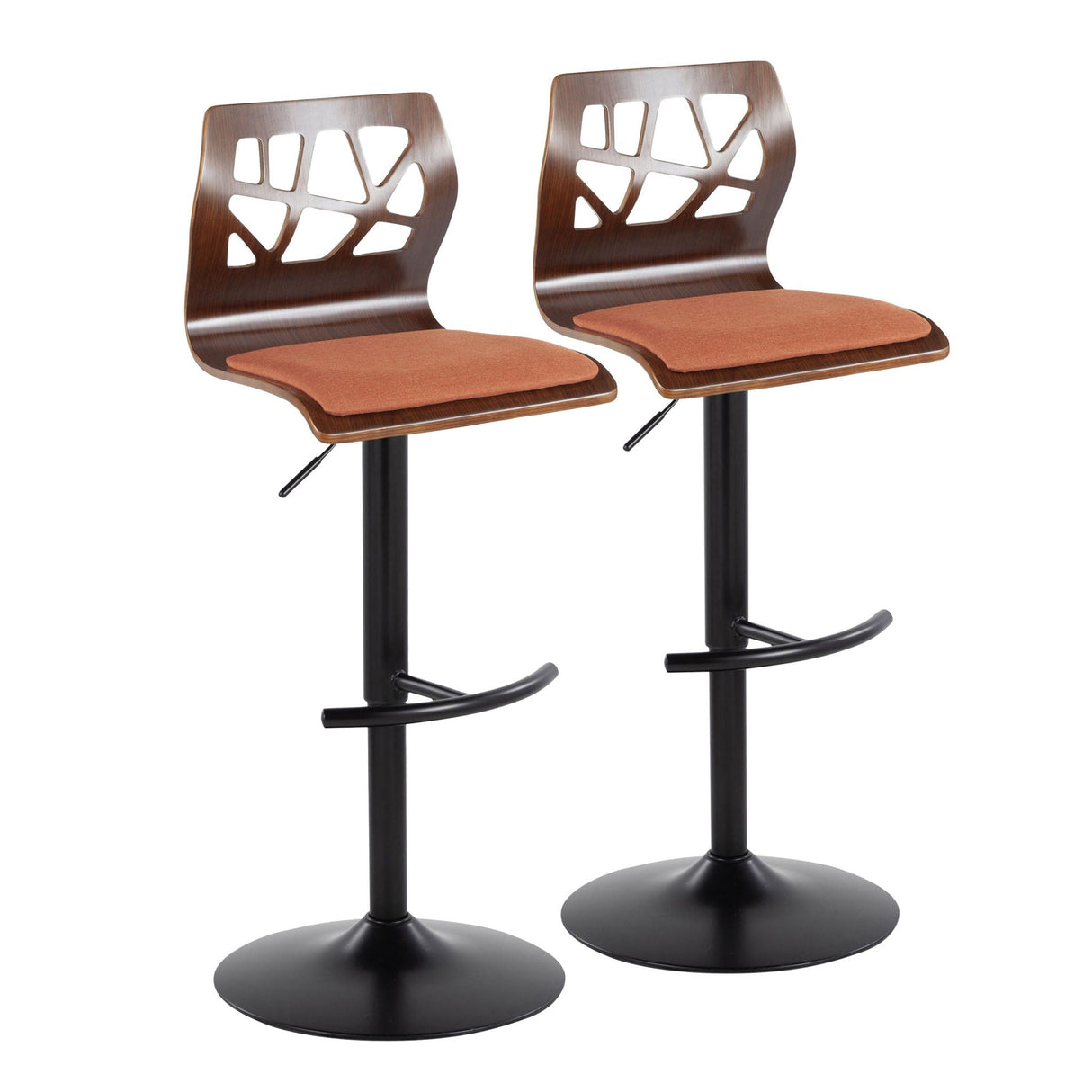 Folia - Mid Century Modern Adjustable Barstool With Swivel & Rounded T Footrest (Set of 2) by Couch.com