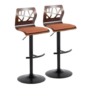 Folia - Mid Century Modern Adjustable Barstool With Swivel & Rounded T Footrest (Set of 2) by Couch.com