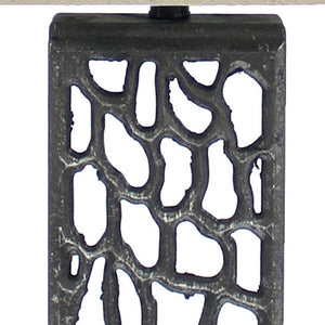 29" Distressed Black Metal Bedside Lamp With Beige Shade