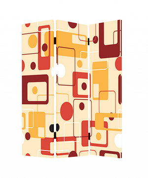 72" Orange And Yellow Canvas Folding Three Panel Screen Room Divider
