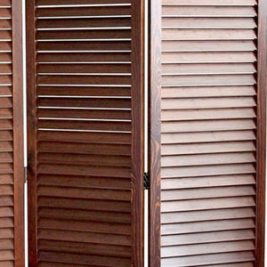 67" Brown Wood Folding Three Panel Screen Room Divider