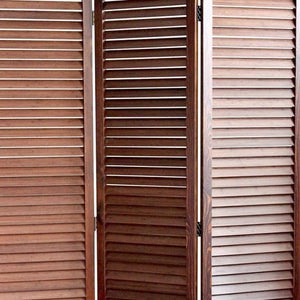 67" Brown Wood Folding Three Panel Screen Room Divider