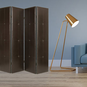 84" Brown Faux Leather Folding Four Panel Screen Room Divider