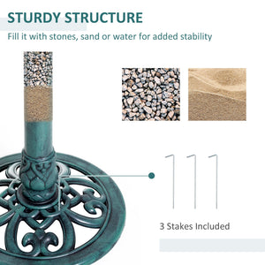 Outsunny 28'' Bird Bath Outdoor Resin Decor with Fleur De Lis Pattern