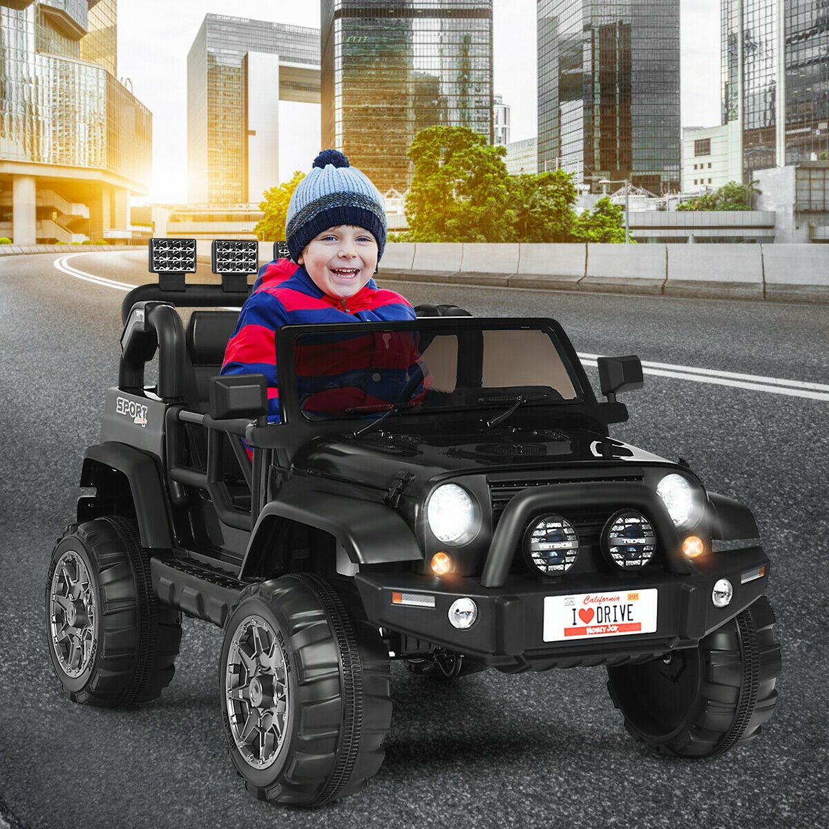 12V 2-Seater Ride on Car Truck with Remote Control and Storage Room-White