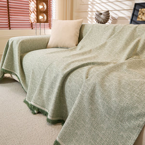 Natural Textured Linen Couch Cover, Breathable & Hypoallergenic Furniture Protector