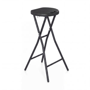 27.5" Folding Bar Stool with HDPE Seat & Carry Handle for Kitchen Bar Fishing-Black