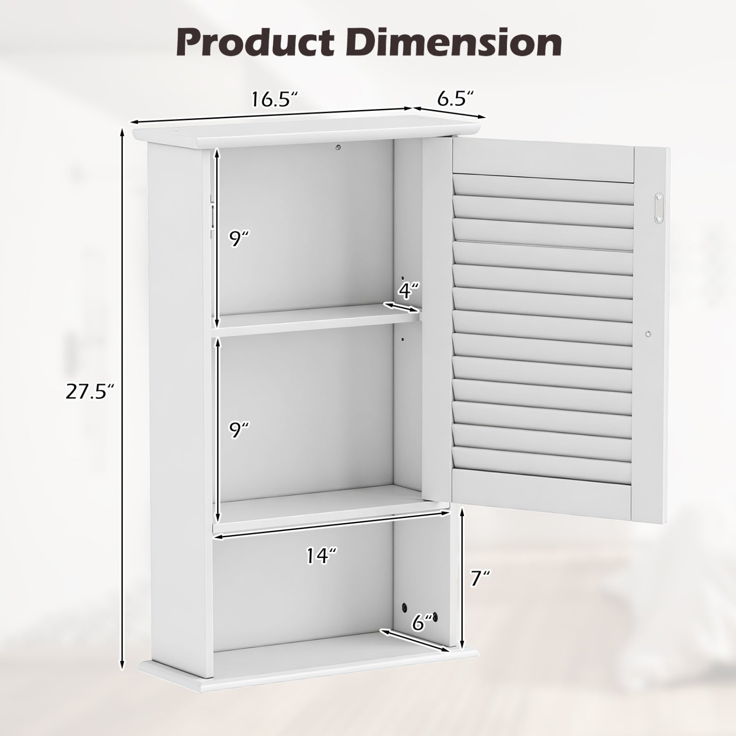 27.5 Inch H Wall Hanging Bathroom Storage Cabinet