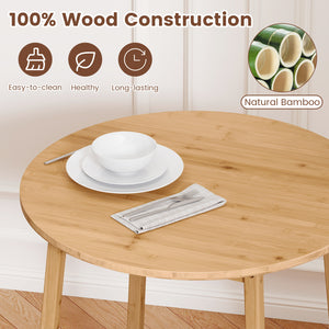 27.5 Inch Round Bamboo Dining Table for 2-4 Person-Natural