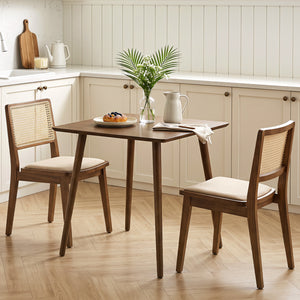 27.5 Inch Small Square Wooden Dining Table for 2-4 People Space-Saving Dining Room Table-Walnut