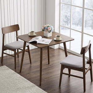 27.5 Inch Small Square Wooden Dining Table for 2-4 People Space-Saving Dining Room Table-Walnut