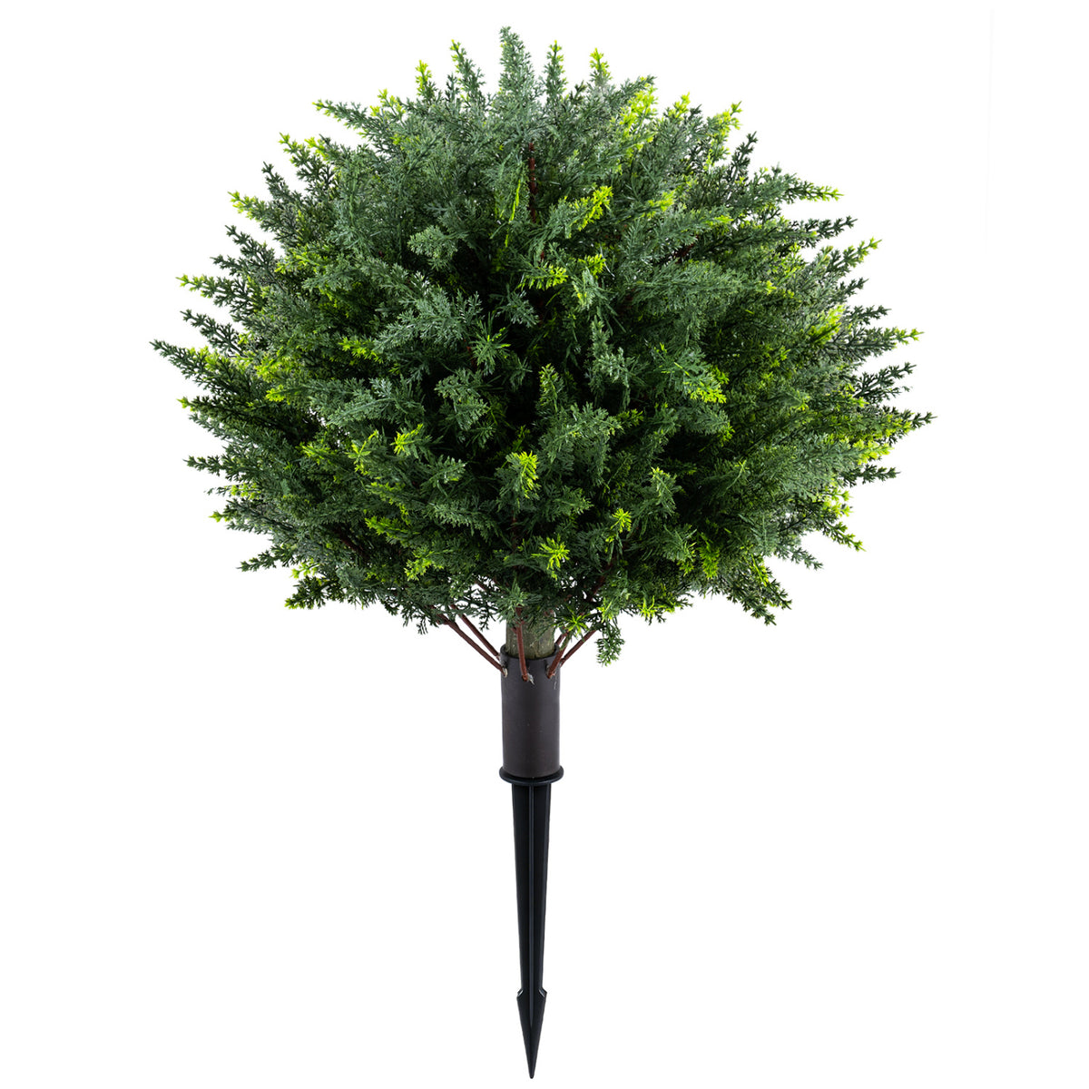 27.5 inch Artificial Cypress Topiary Trees with Ground Spikes Set of 2