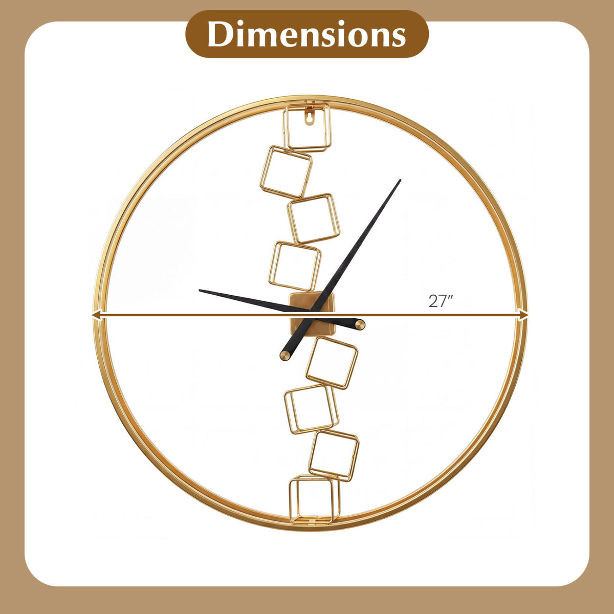 27 Inch Large Wall Clock for Living Room Bedroom Kitchen-Yellow
