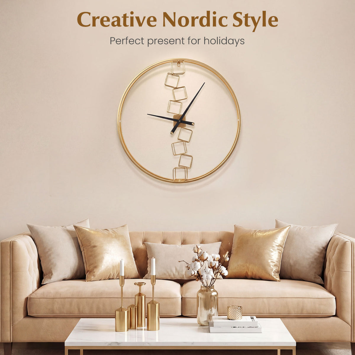 27 Inch Large Wall Clock for Living Room Bedroom Kitchen-Yellow