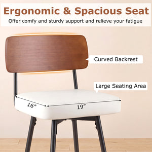 27 Inch Padded Counter Barstools Set of 2 with Metal Legs-White