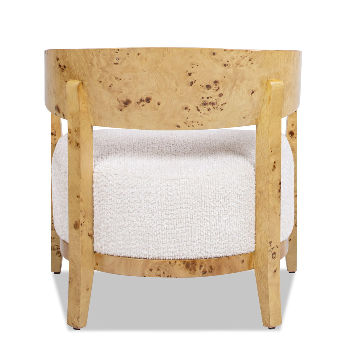 Madrid - Burl Barrel Accent Arm Chair - Seashell White by Couch.com