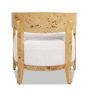 Madrid - Burl Barrel Accent Arm Chair - Seashell White by Couch.com