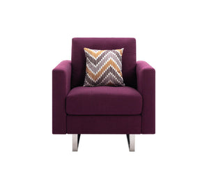 Victoria - Linen Fabric Armchair With Metal Legs, Side Pockets, And Pillow by Couch.com