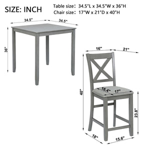 5 Piece Dining Table Set, Wooden Dining Square Table Set For 4 by Couch.com