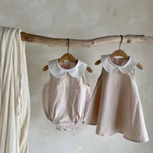 Summer Baby Lace Patch Doll Collar Sleeveless Romper Dress