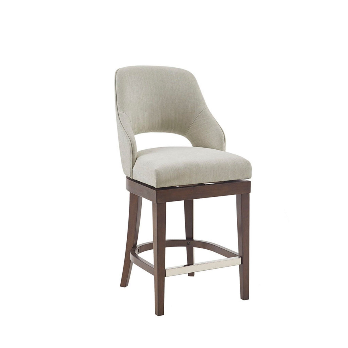 Counter Stool With Swivel Seat, Upholstery And Solid Wood Legs - Cream by Couch.com