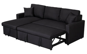 Paisley - Linen Fabric Reversible Sleeper Sectional Sofa With Storage Chaise by Couch.com