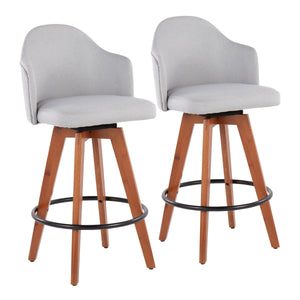 Ahoy - Contemporary Fixed Height Counter Stool With Bamboo Round Footrest (Set of 2) by Couch.com