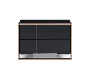 20" Black Wood Two Drawer Nightstand