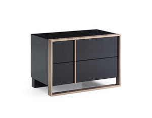 20" Black Wood Two Drawer Nightstand