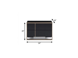 20" Black Wood Two Drawer Nightstand