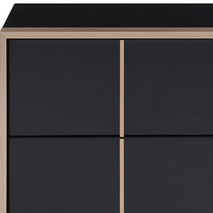 20" Black Wood Two Drawer Nightstand