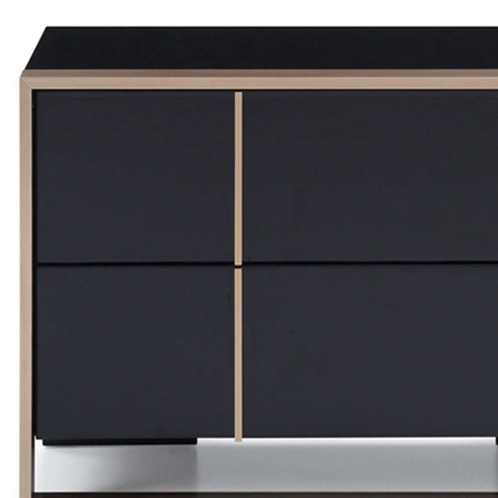 20" Black Wood Two Drawer Nightstand