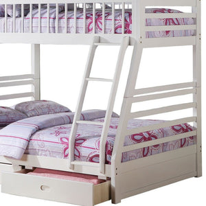 White Twin Over Full Wood Bunk Bed With Storage