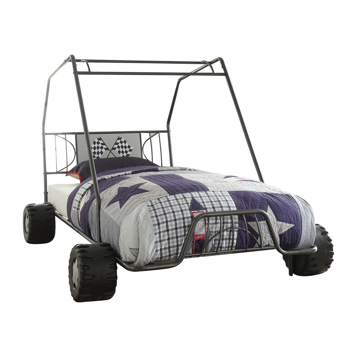 Steel Twin Red White and Blue Bed