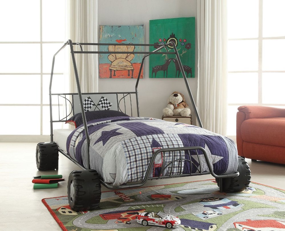 Steel Twin Red White and Blue Bed