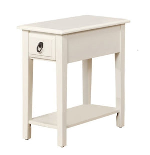 23" White Wood End Table With Drawer And Magazine Holder