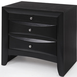 25" Dark Brown Solid Wood Three Drawer Nightstand