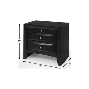 25" Dark Brown Solid Wood Three Drawer Nightstand